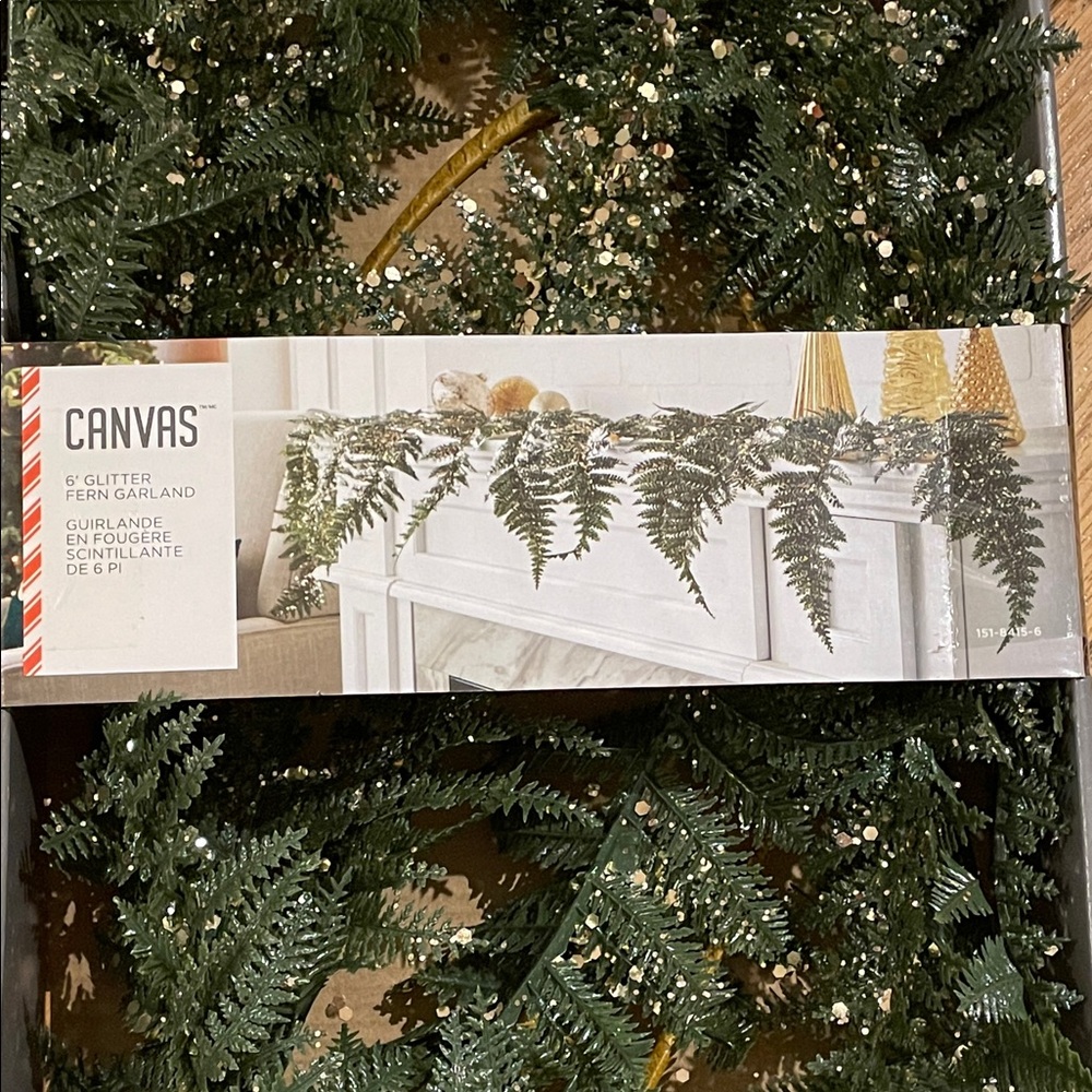 Canvas Holiday Glittering Fern Garland - 6 Ft